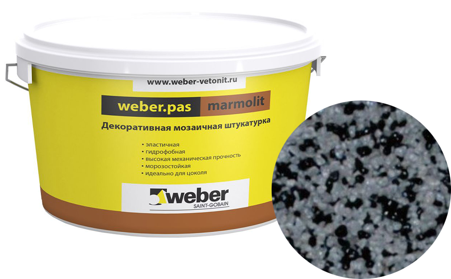 Декоративная мозаичная штукатурка weber.pas marmolit, k7, 25 кг