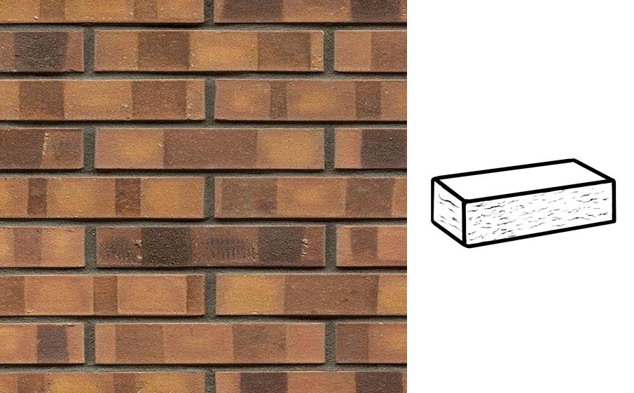 Кирпич клинкерный Muhr 08K Lachsrot Kohle рустик, 240*90*40 мм