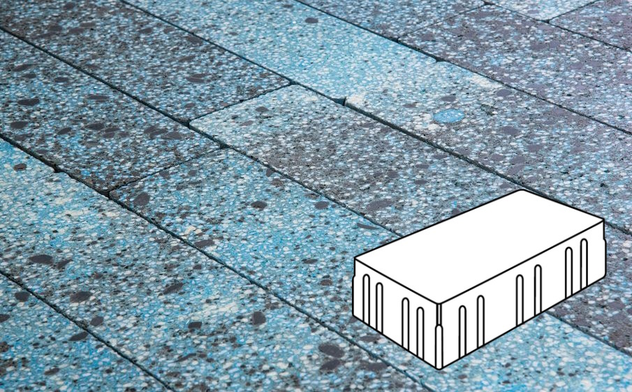 Плитка тротуарная Готика, Granite FINO, Скада без фаски В3.П.10, Азул Бахия, 225*150*100 мм
