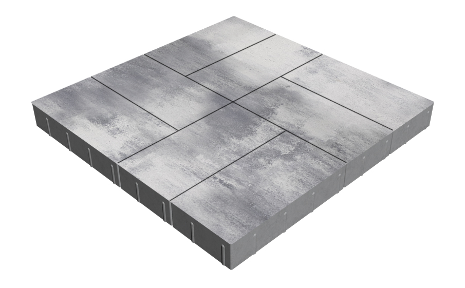 Плитка тротуарная SteinRus Грас Б.4.П.8, гладкая, Монохром, 400*200*80 мм