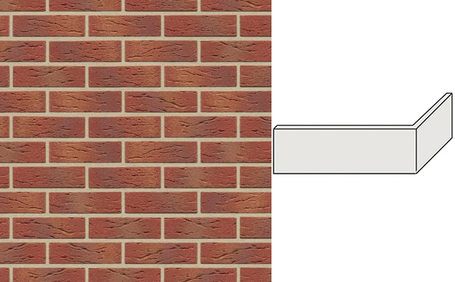 Клинкерная плитка угловая ручной формовки Feldhaus Klinker NF 9 W332 carmesi multi mana 240*71*115*9 мм