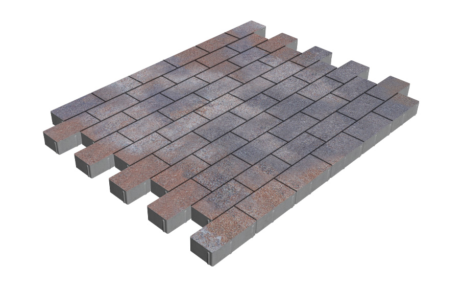 Плитка тротуарная SteinRus Прямоугольник Б.6.П.6 Backwash Абрау, 200*100*60 мм