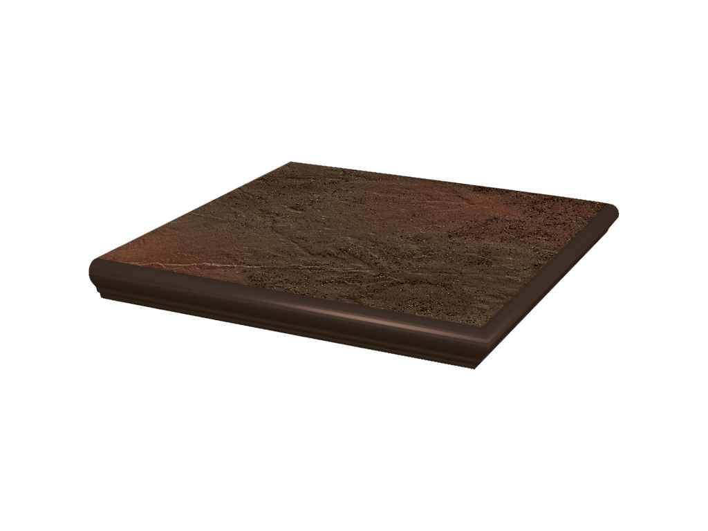 Клинкерная угловая ступень с капиносом Paradyz Semir, Brown, 330*330*11 мм