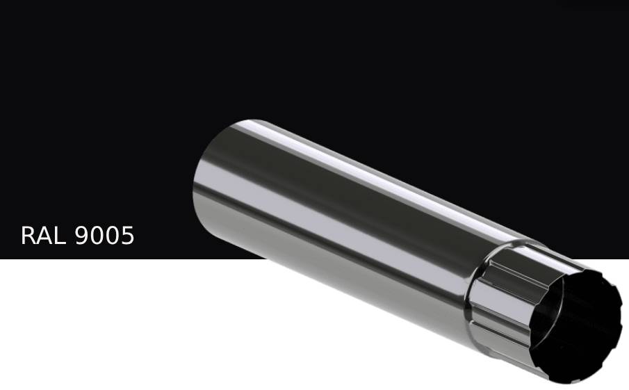 Труба водосточная KROP STAL для системы D 150/100 мм, RAL 9005, 1 м