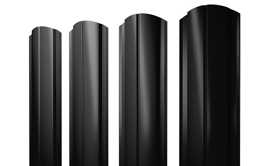 Штакетник Полукруглый Slim фигурный Drap  RAL 9005 черный