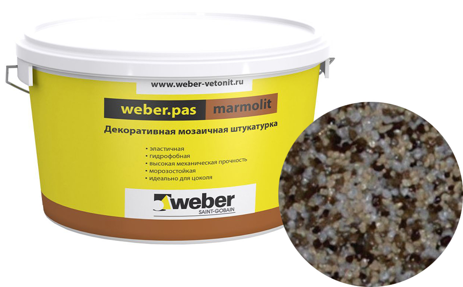 Декоративная мозаичная штукатурка weber.pas marmolit, k19, 25 кг