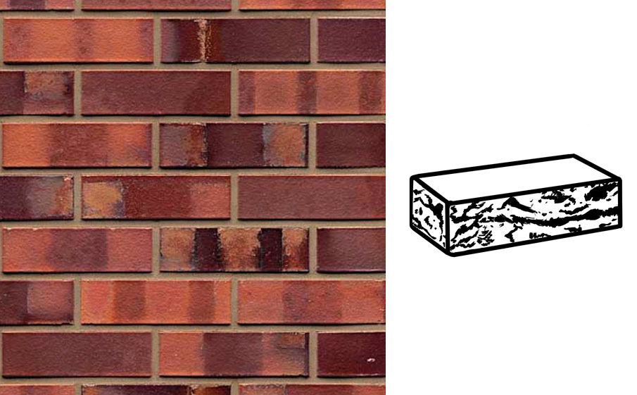 Кирпич клинкерный облицовочный 7-щелевой Muhr 04S Rotbraun-bunt Spezial готик, 250*120*65 мм