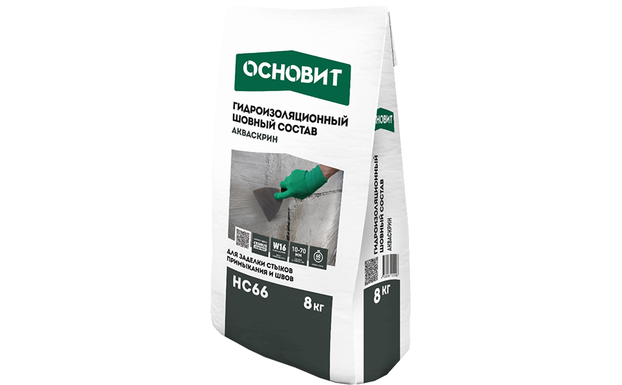 Шовный гидроизоляционный состав с проникающим эффектом Основит АКВАСКРИН HC66, 8 кг