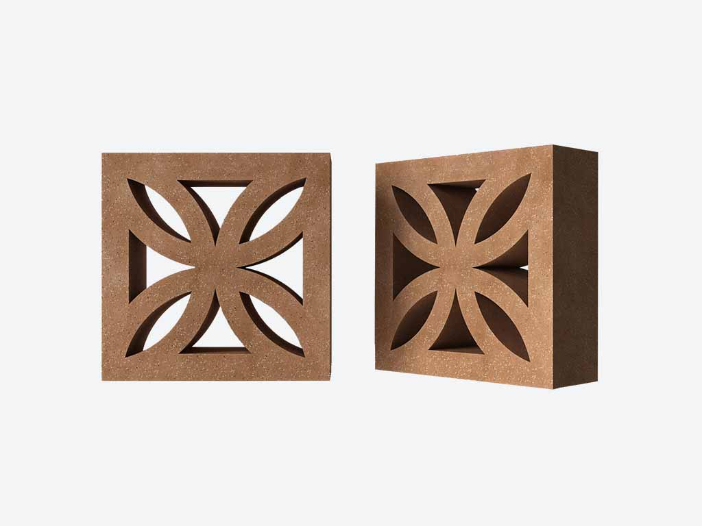 Декоративный бриз-блок Mesterra Кобого / Cobogo 0201, терракотовый, 250*250*90 мм