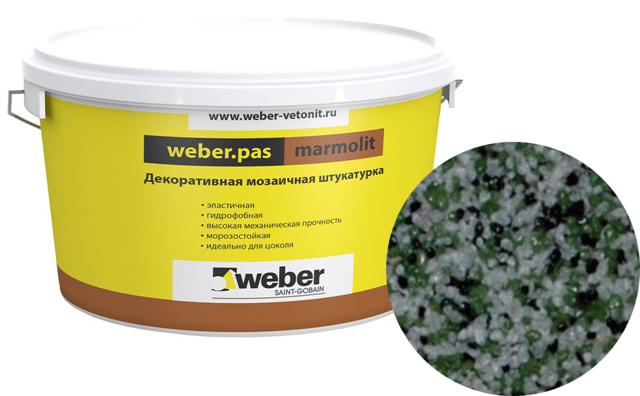 Декоративная мозаичная штукатурка weber.pas marmolit, k11, 25 кг