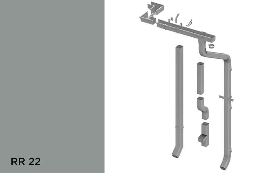 Квадратная водосточная система Orima 110/85*85 мм, RR 22