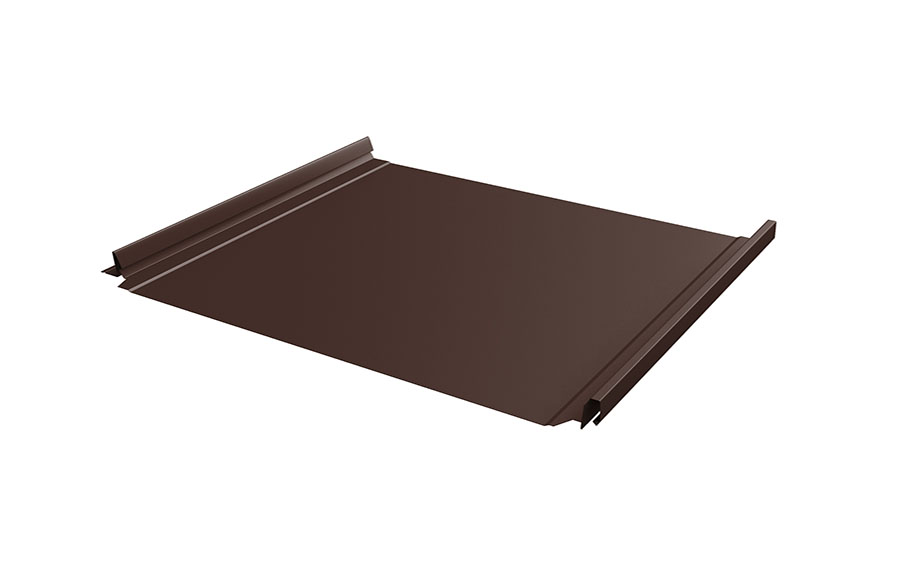 Фальцевая кровля Grand Line Кликфальц® Pro с пленкой на замках Grand Line Rooftop Matte RAL 8017 шоколад