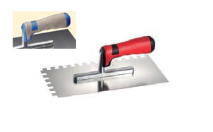 Кельма Maurerfreund Smoothing Trowel с зубцами 10*10, кожаная ручка, 280*130*0,7 мм