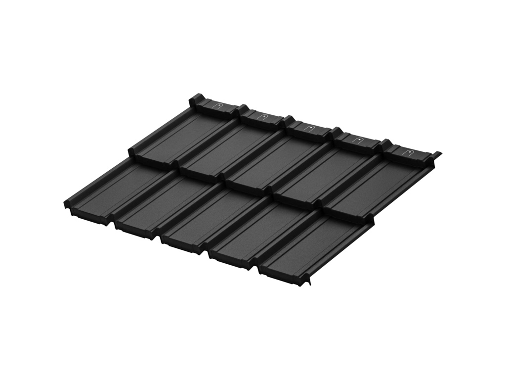Модульная металлочерепица Aquasystem Берген PU RoofTop Кашемир RAL 9005, 1165*765 мм