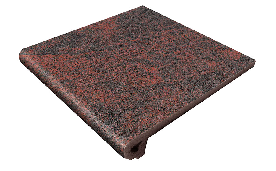 Клинкерная ступень-флорентинер Gres Aragon Jasper Rojo 330*325*18(53) мм