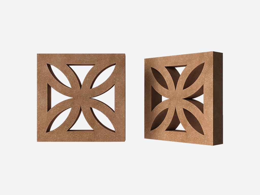 Декоративный бриз-блок Mesterra Кобого / Cobogo 0201, терракотовый, 250*250*50 мм