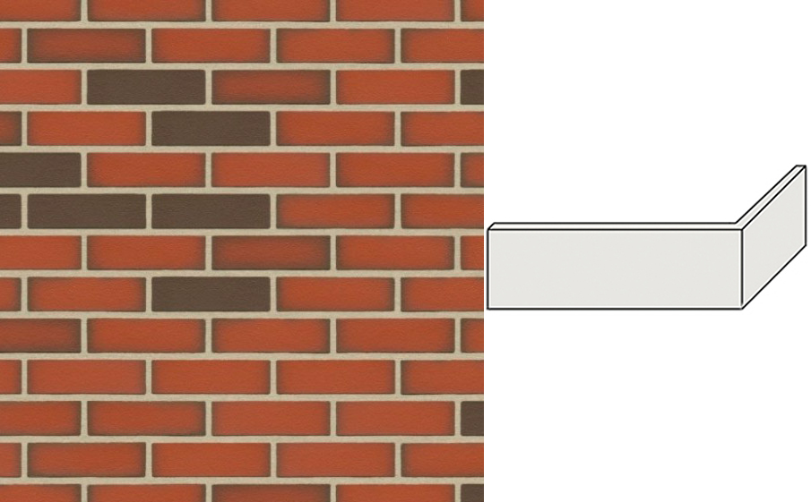 Клинкерная плитка угловая ручной формовки Feldhaus Klinker NF 9 W303 ardor liso 240*71*115*9 мм