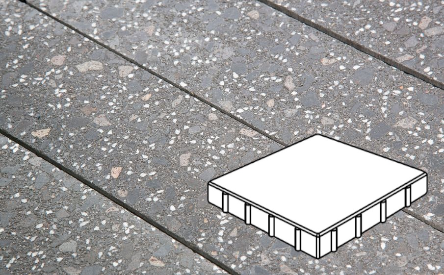 Плитка тротуарная Готика, Granite FINO, Квадрат Б.4.К.8, Ильменит, 400*400*80 мм
