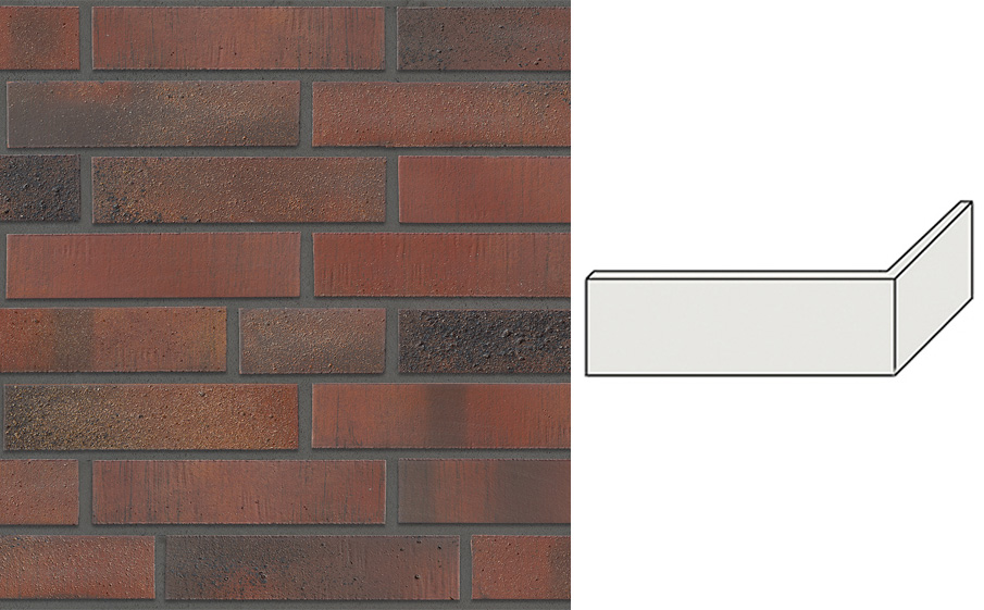 Клинкерная плитка угловая Stroeher Wasserbrand, 675 oxidrot, 240*115*71*12 мм