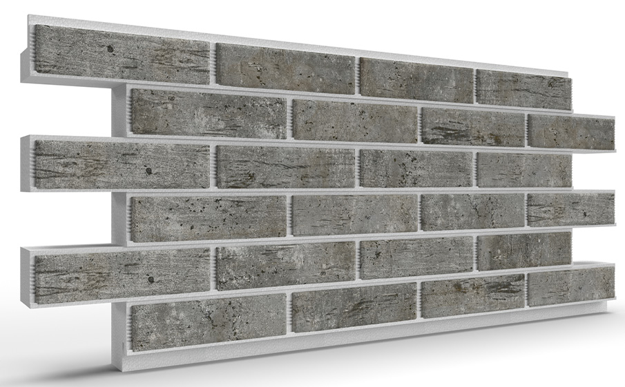 Термопанель на пенополистироле (ППС) с клинкерной плиткой BestPoint Exclusive Cement Dark 1145*470*40 мм