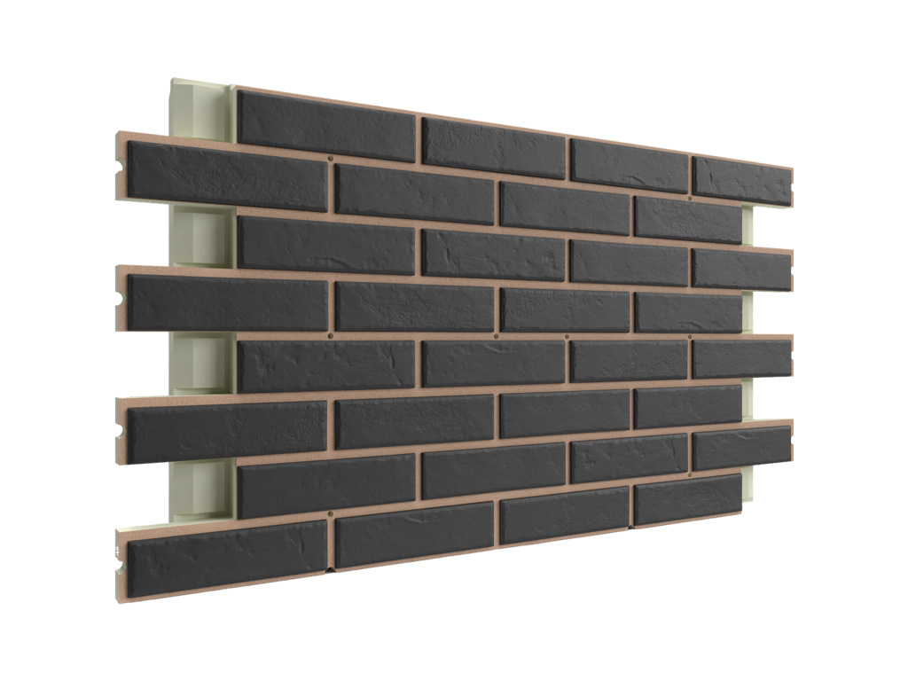 Термопанель ППУ с клинкерной плиткой толщиной 8,5 мм BestPoint Classic Graphite 1166*616*65 мм