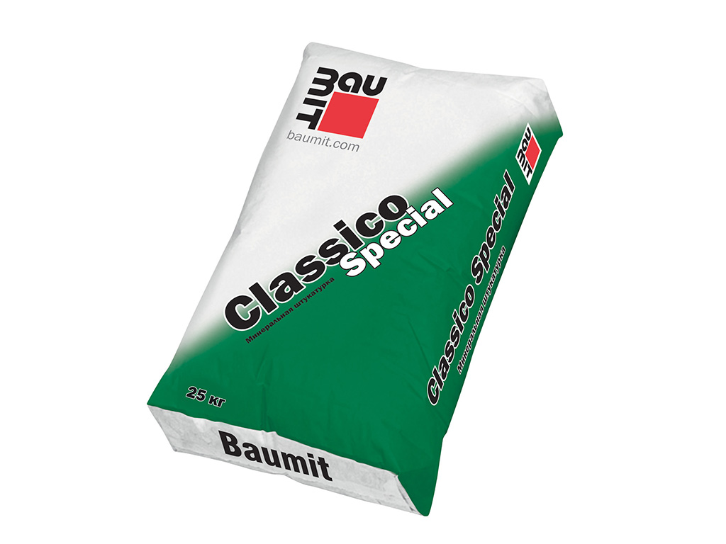 Минеральная штукатурка Baumit Classico Special, короед 3 мм, супербелая, 25 кг