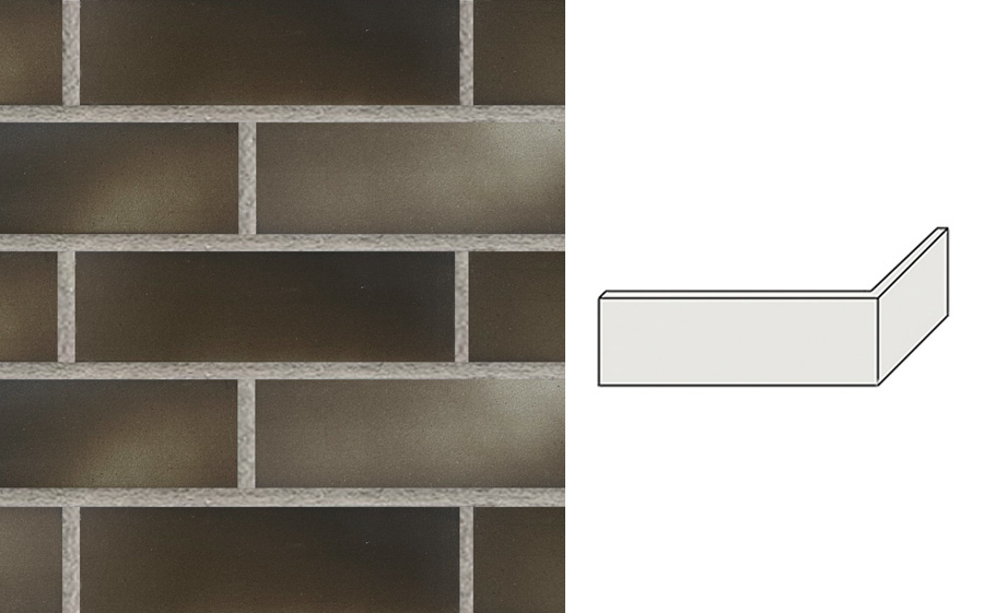 Клинкерная плитка угловая Terramatic Plato Black AC гладкая, 185*71*60*14 мм