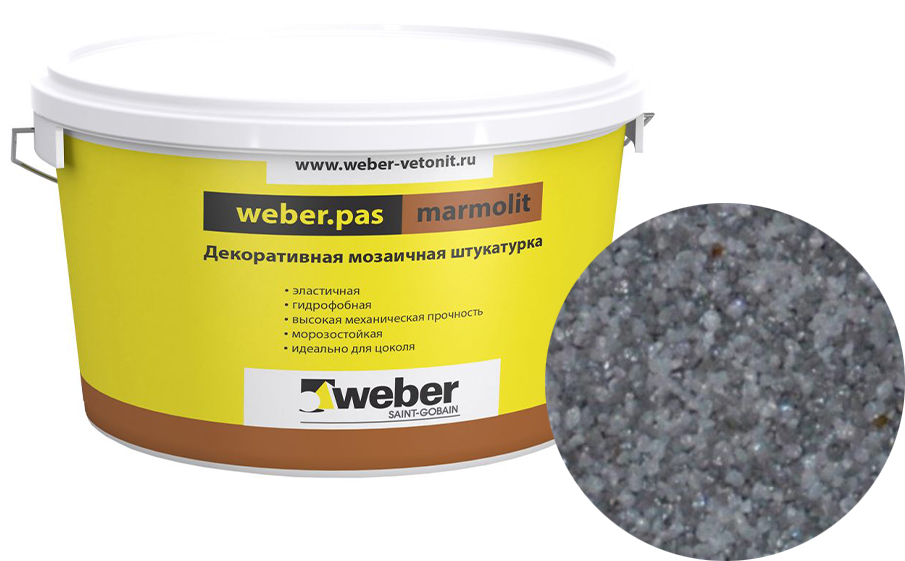 Декоративная мозаичная штукатурка weber.pas marmolit, k17, 25 кг