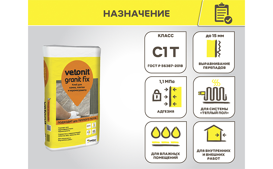 Плиточный цементный клей weber.vetonit granit fix, 5 кг
