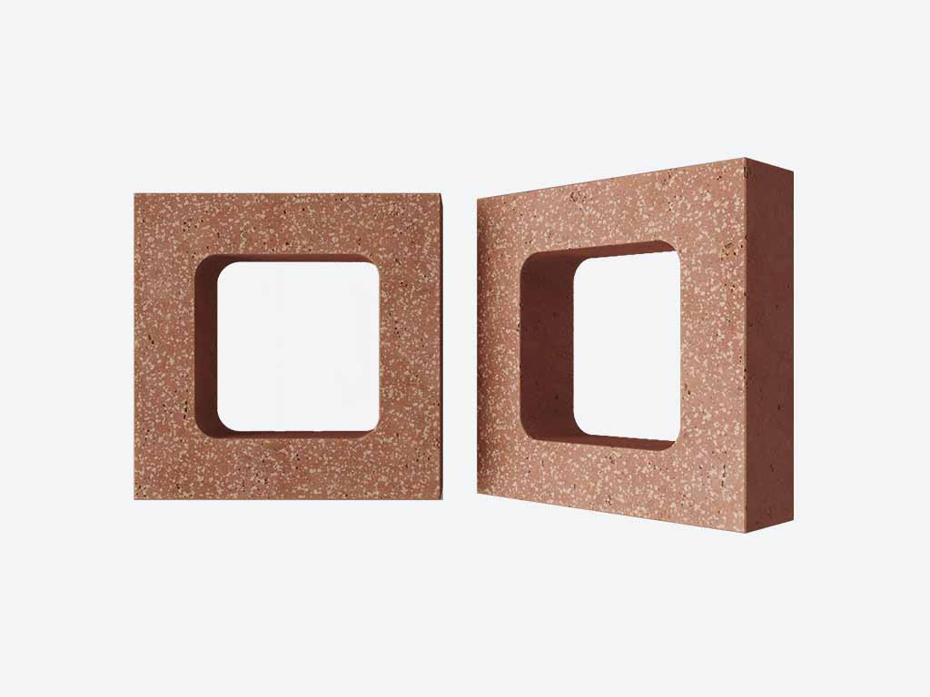 Декоративный бриз-блок Mesterra Кобого / Cobogo 0401, терракотовый LUX, 250*250*90 мм