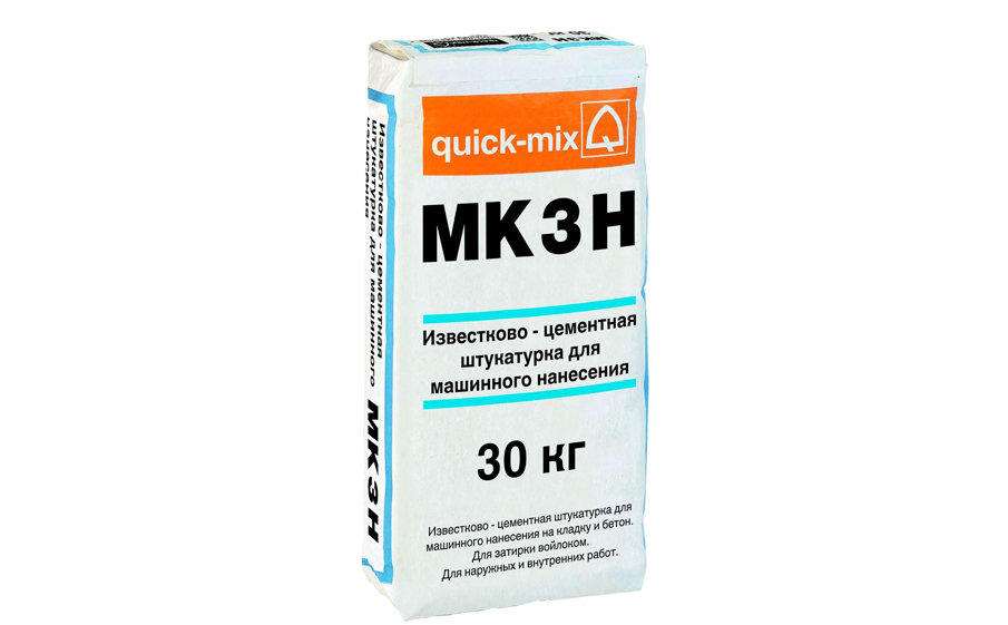 Известково-цементная штукатурка для машинного нанесения quick-mix MK 3 h (водоотталкивающая), 30 кг