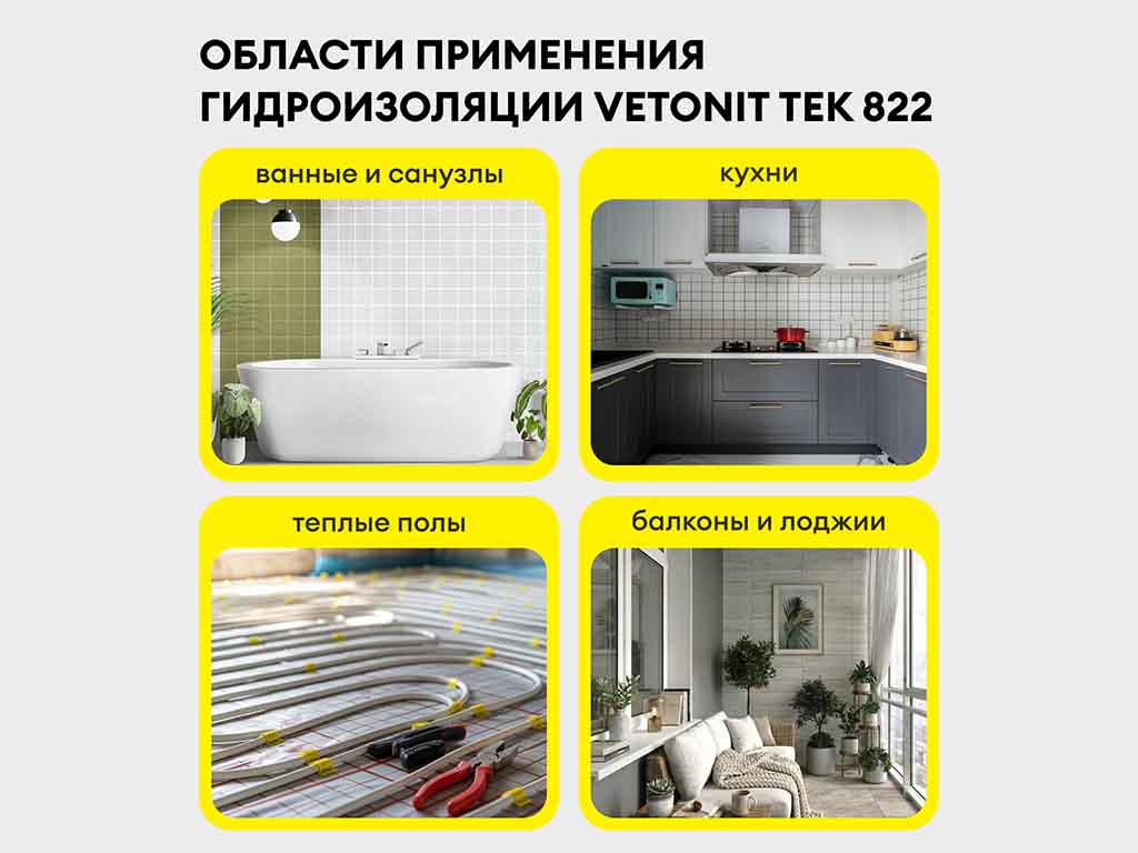 Полимерная мастика vetonit тек 822, серый, 8 кг