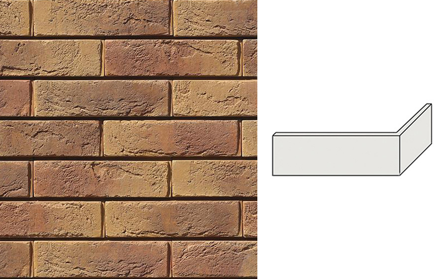 Угловой декоративный кирпич для навесных вентилируемых фасадов правый White Hills Бремен брик цвет F300-65