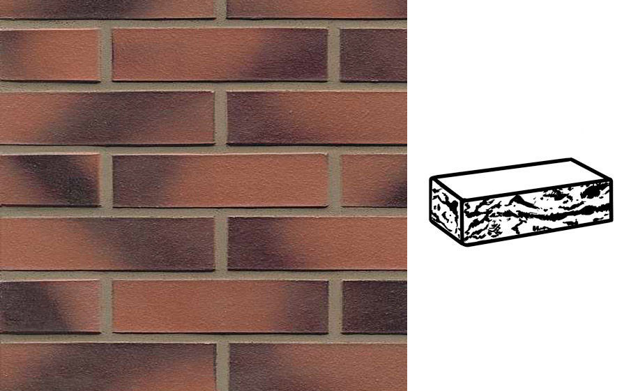 Кирпич клинкерный Muhr 11 Rotviolett geflammt готик, 290*90*71 мм