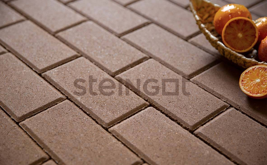 Плитка тротуарная Steingot Моноцвет, Прямоугольник, фаска 5*5, коричневый, 200*100*60 мм