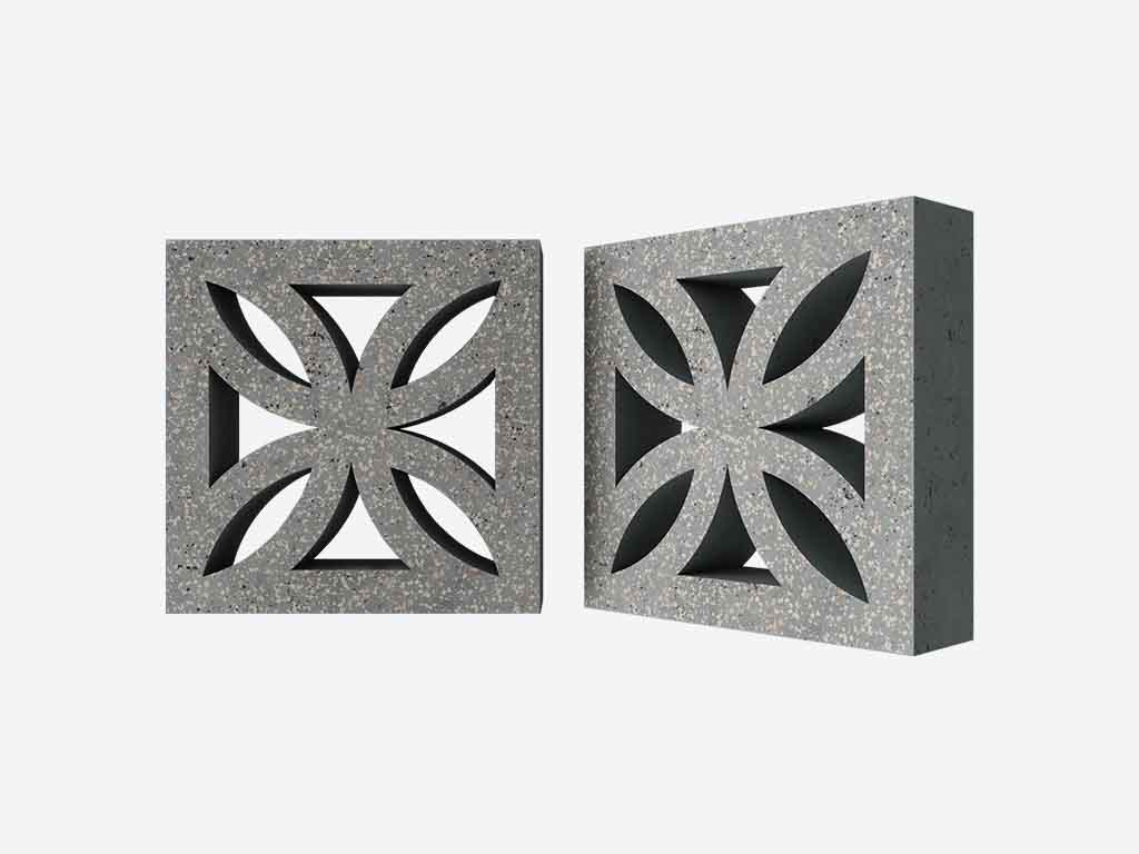 Декоративный бриз-блок Mesterra Кобого / Cobogo 0201, серый LUX, 250*250*50 мм