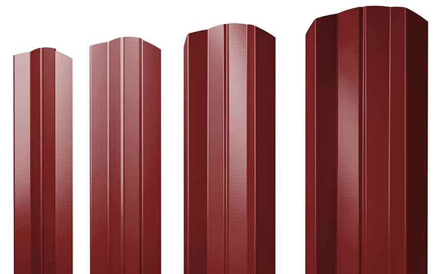 Штакетник М-образный А фигурный 0,45 PE RAL 3011 коричнево-красный