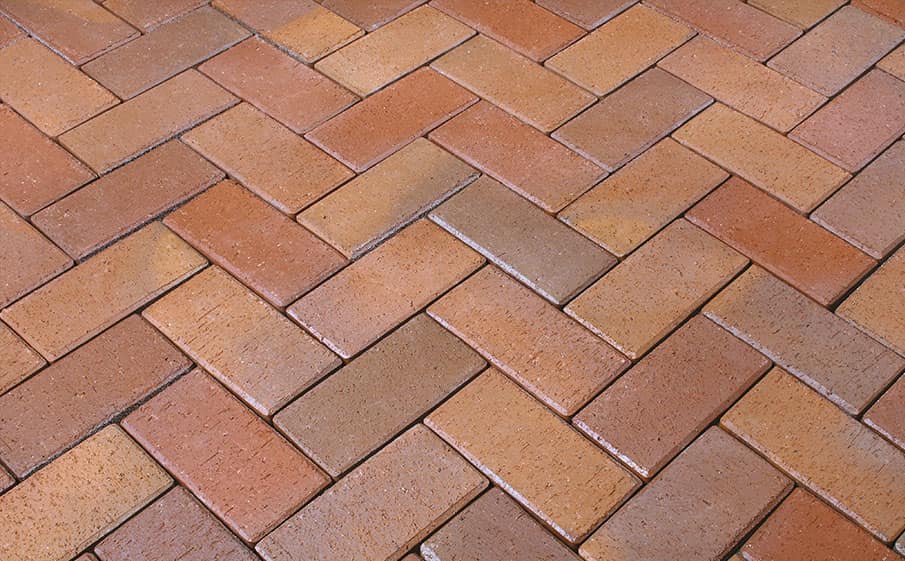 Тротуарная клинкерная брусчатка Penter Florenz bunt orangegelb geflammt, 200*100*45 мм