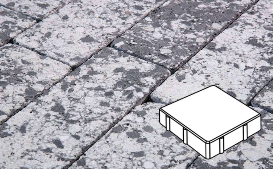 Плитка тротуарная Готика Granite FINERRO, Квадрат В.2.К.8, Диорит 200*200*80 мм