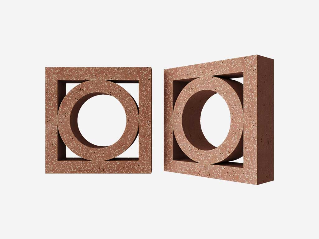 Декоративный бриз-блок Mesterra Кобого / Cobogo 0101, терракотовый LUX, 250*250*70 мм