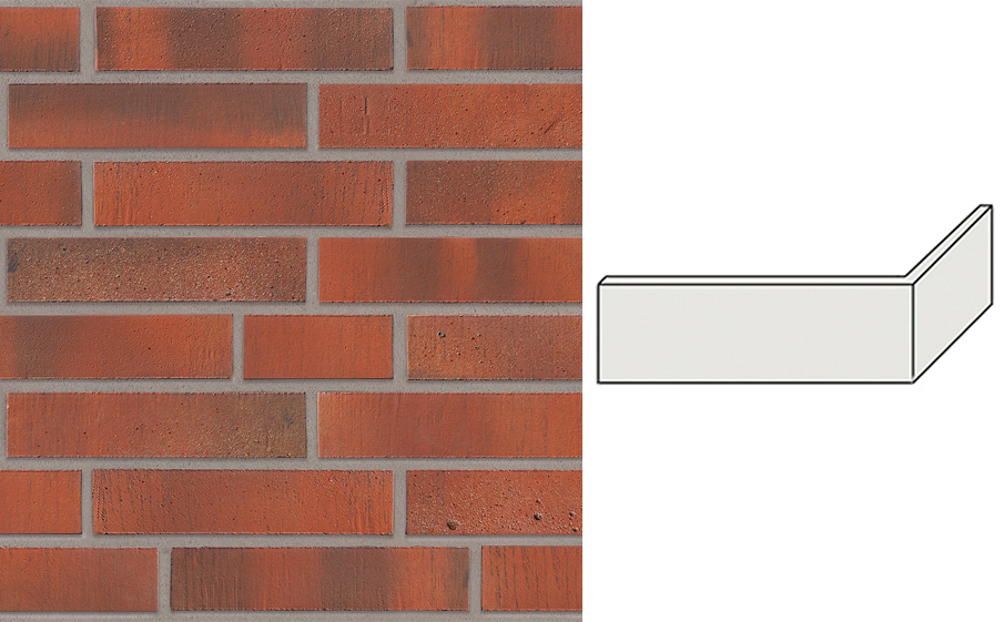 Клинкерная плитка угловая Stroeher Wasserbrand, 674 lavarot, 240*115*52*12 мм