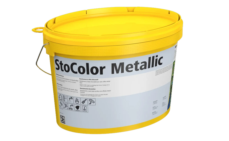 Фасадная акриловая краска StoColor Metallic getont, колеруемая серебристая С1, 5 л