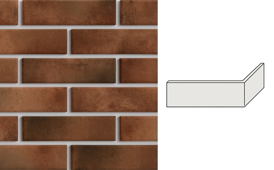Термопанель угловая на пенополистироле (ППС) с клинкерной плиткой BestPoint Retro Brick Chili 243/365*456*40 мм