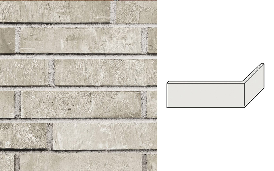 Клинкерная плитка угловая Uniceramix MOON UX34 White moon, 50*168*71*12 мм