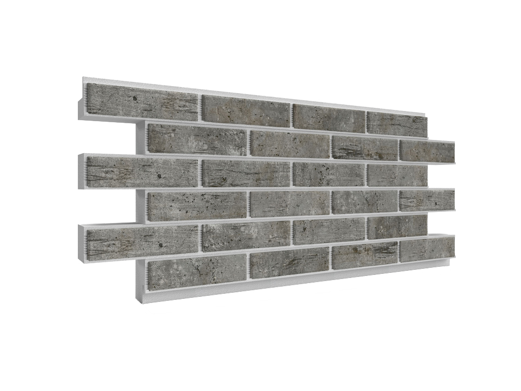 Термопанель ППС с клинкерной плиткой толщиной 12 мм BestPoint Exclusive Cement Dark 1145*470*60 мм