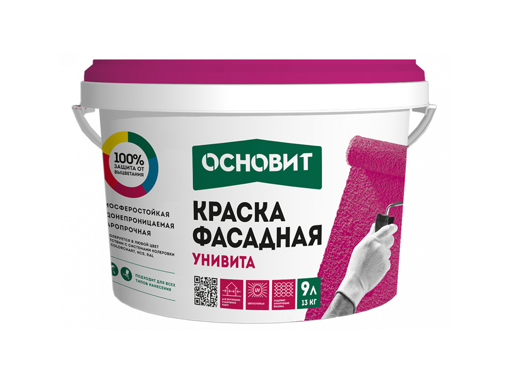 Фасадная силикатная краска Основит УНИВИТА CSt92, прозрачная база, 13 кг