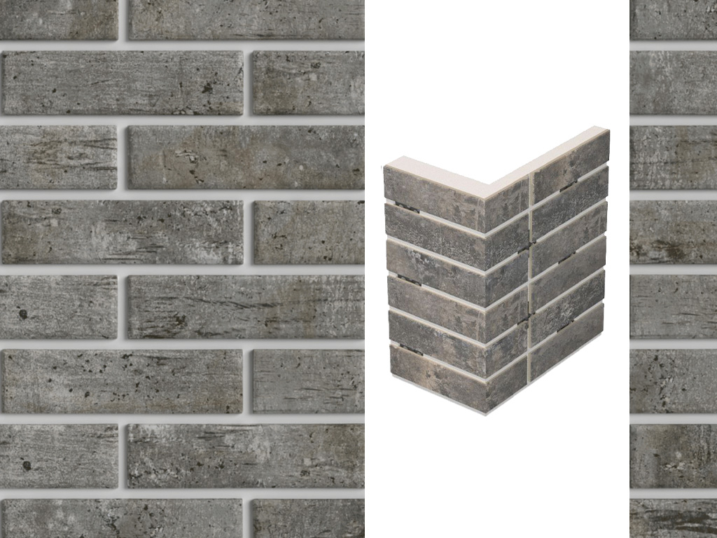 Термопанель для оконной перемычки ППС с клинкерной плиткой 12 мм BestPoint Exclusive Cement Dark, 235/385*470*50 мм