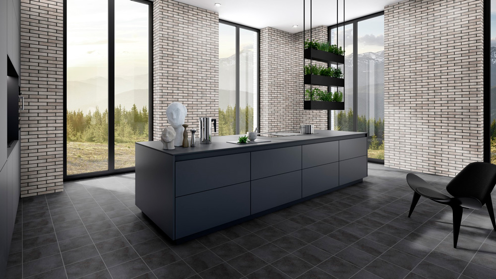 Клинкерная плитка угловая Stroeher Wasserbrand, 672 zinngrau, 240*115*52*12 мм