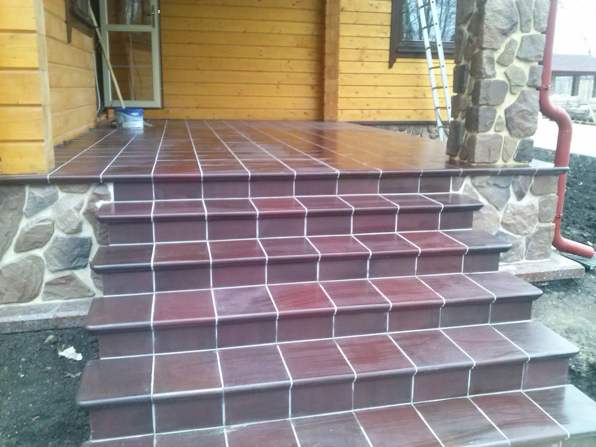 Клинкерная угловая ступень флорентинер Stroeher Keraplatte Duro 825 sherry, 345х345х12 мм