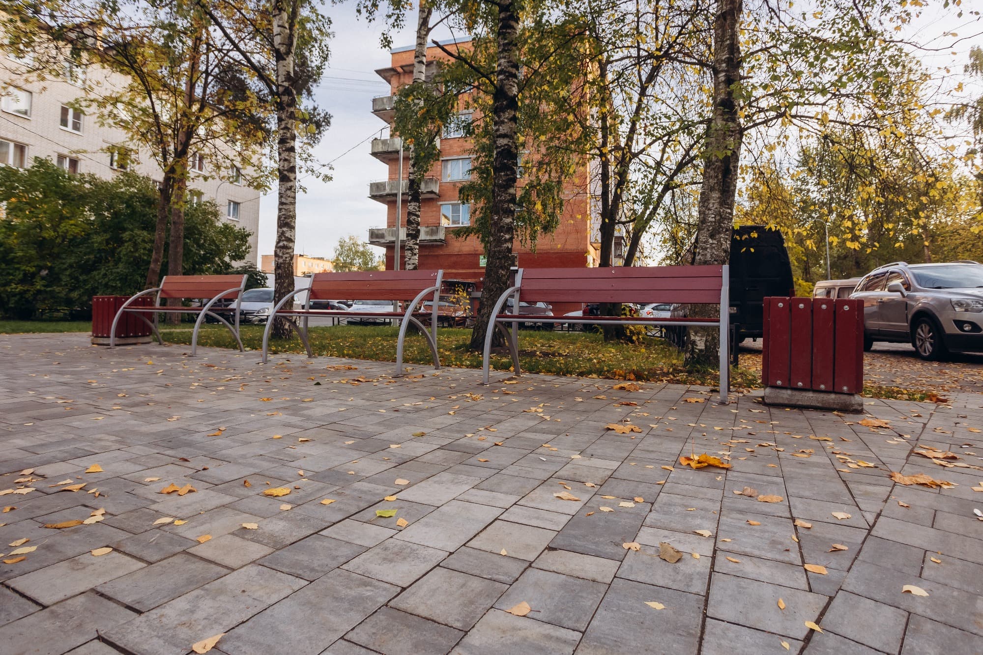 Плитка тротуарная Старый город Б.1.Фсм.6 листопад гладкий антрацит, комплект 3 шт, толщина 60 мм